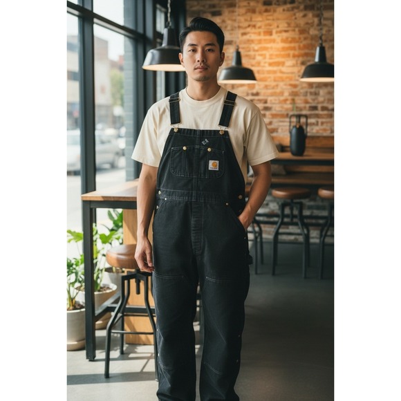 Carhartt Other - Carhartt Mens R50 Black Bib Overalls Quilted Lined Workwear Utility Size 38x30